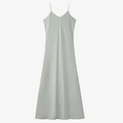 2024 Women's High-Stretch Ribbed Wrap Top and Satin Maxi Dress Set - XXL (Green satin dress)