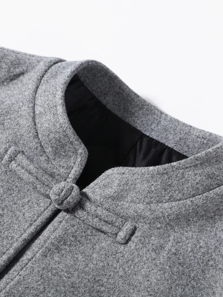 Stehkragen-Froschknopfmäntel für Damen, Vintage Langarm Einreihige Einfarbige Lockere Jacken, Frühlings-Neuheit, Schicke Damen-Clubwear für Partys – Detail 7
