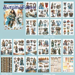 Vintage Sticker Collection - Large Waterproof Washi & PET Stickers for Scrapbooking and Decoration (Sword and Shield)