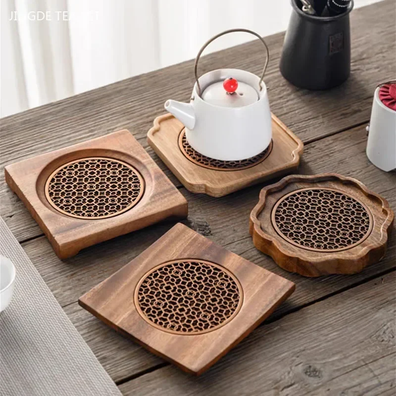 Traditional Walnut Tea Tray Teapot Teacup Solid Wood Tray Mat Office Coffee Cup Trays Home Tea Ceremony Accessories