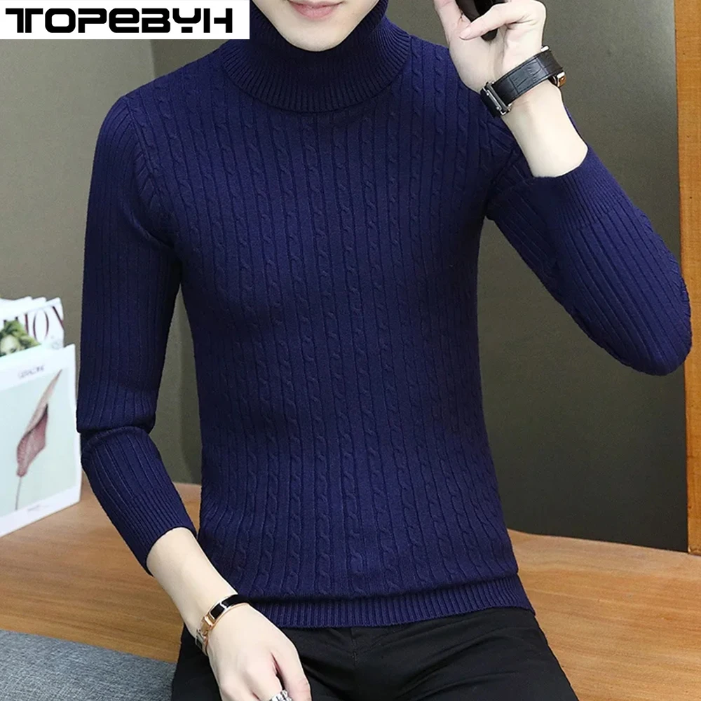 Men's Turtleneck Sweater Casual Men's Knitted Sweater Warm Fitness Men Pullovers Tops Kint Sweater