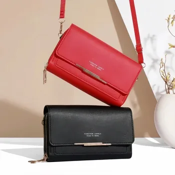 Women's Large Capacity Wallet - Multi-Purpose Crossbody Bag, Double Coin Purse (Stylish Clutch Bag, Adjustable Strap)