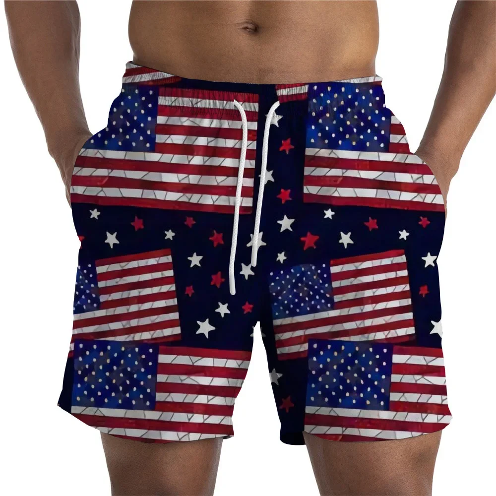 Men's Swimwear Shorts American Flag 3D printed Surfing Board Short Kids Beach Shorts Men Trunks Masculina Swimsuit Sports Briefs 2
