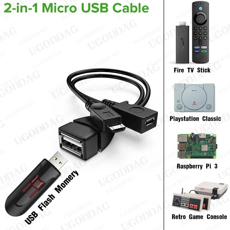 미니 마이크로 USB OTG 어댑터 호스트 전원 Y 분배기 USB 마이크로 5 핀 남성 여성 케이블 화재 스틱 안드로이드 전화 액세서리