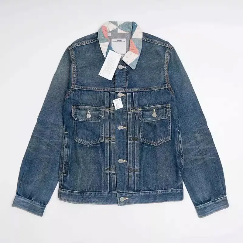 

VISVIM 101 JKT DAMAGED GEO PATCHWORK floral collar denim jacketict