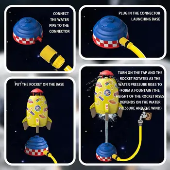 Space Jet Sprinkler Spinning Flying Splash Playing Water Toy Summer Outdoor Water Powered Launcher Kids Bath Toys STEM 2