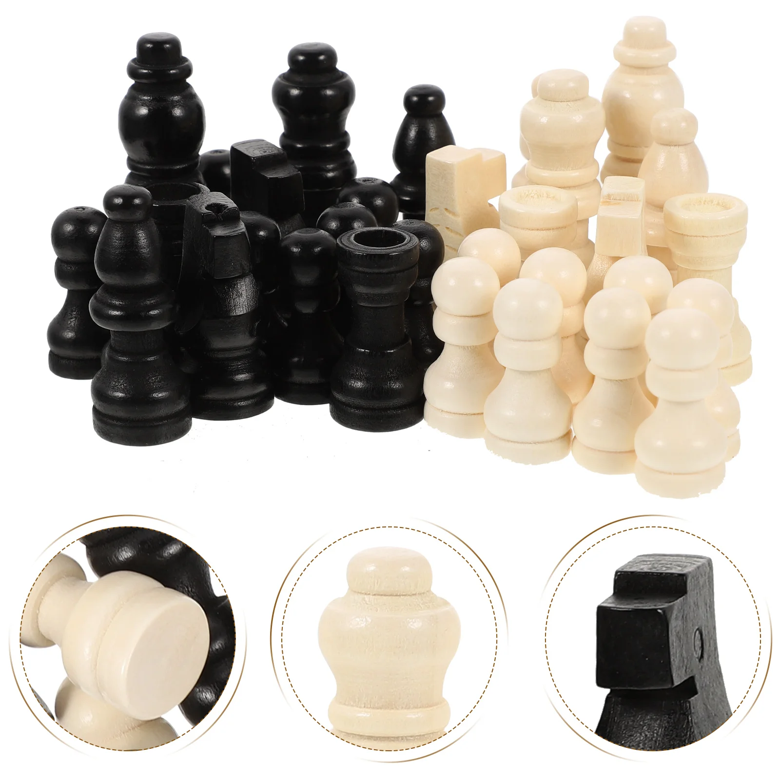 Mini Chess Set International Chess Pieces Wooden Chessboard Accessories Replacement Game Pieces Only Games