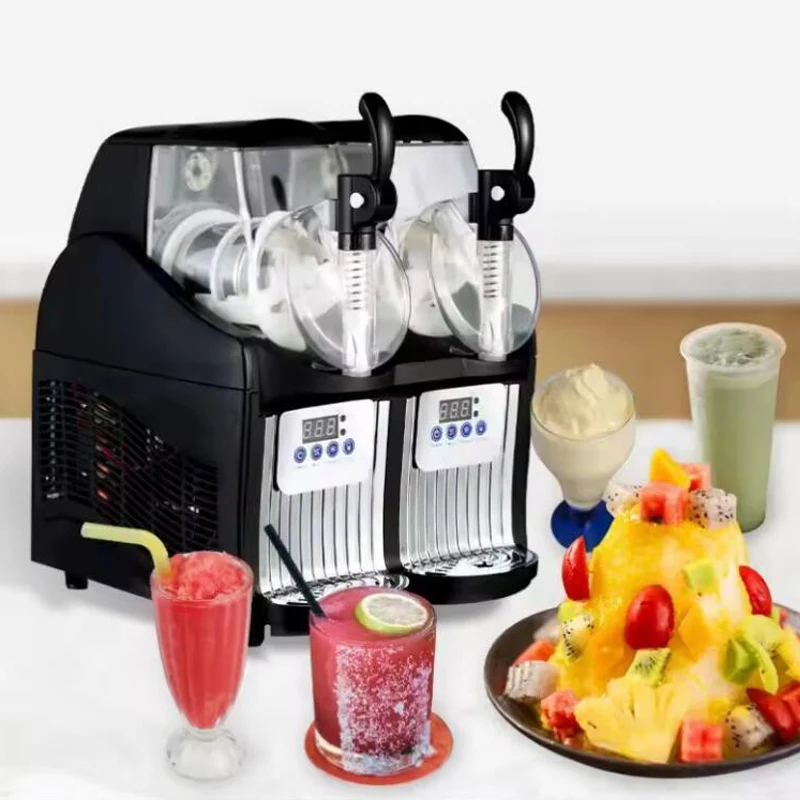 Food Beverage Commercial Slush Machine 5L Fruit Slush Ice Machine 300W Double-Cylinder Frozen Drink Ice Smoothie Machine 4