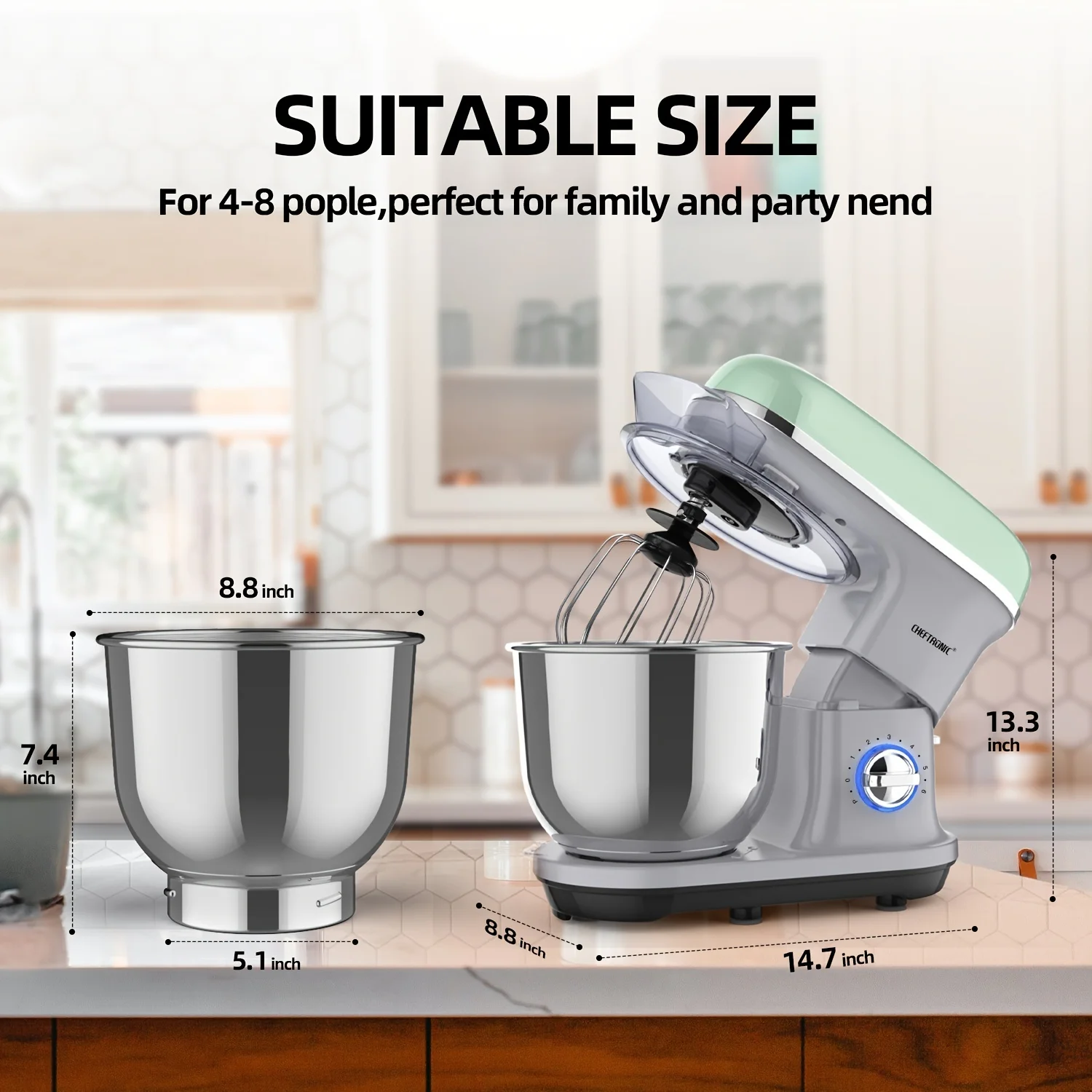 120V US plug CHEFTRONIC Stand Mixer, 5.5 Qt  Electric Household Stand Mixer - 500W 6+P Speed, blender machines,kitchen and home 2