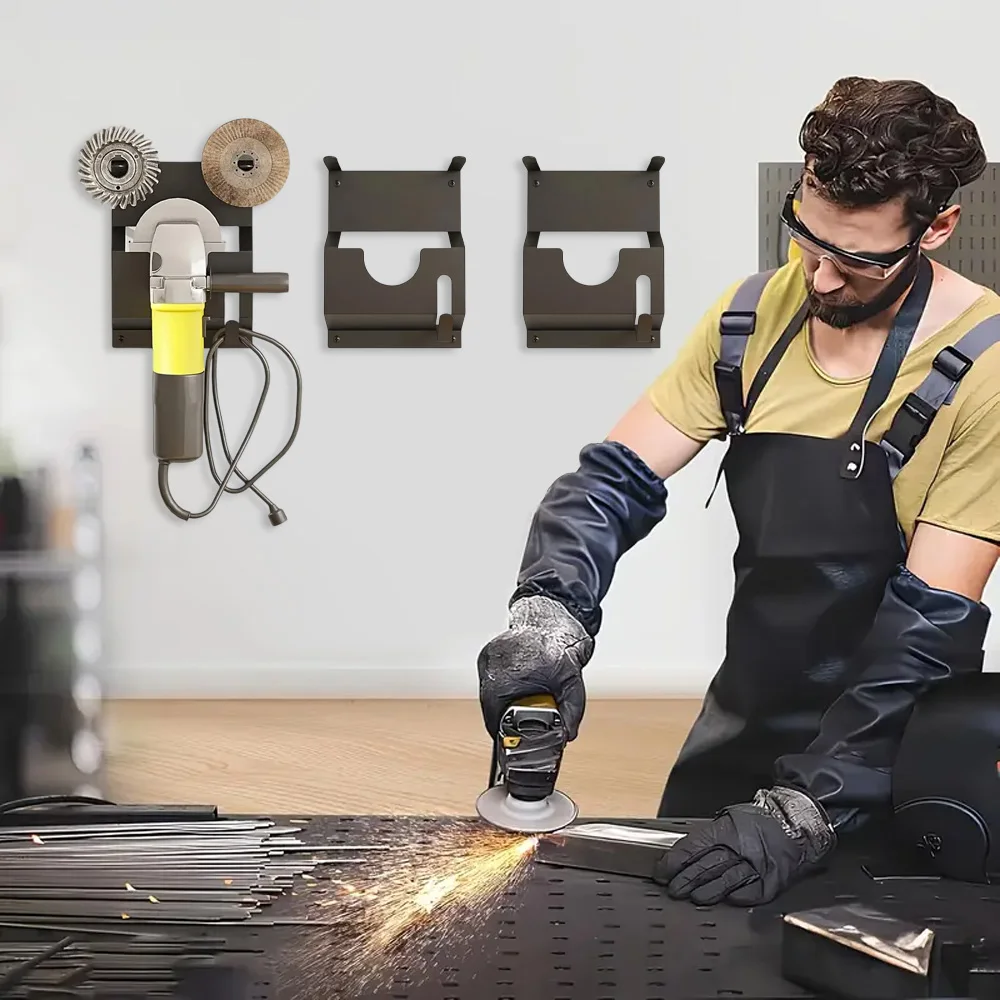 Angle Grinder Wall Storage Mount Wall-Mounted Hanging Shelf Fixed Polishers Holder Stable Storage for Workshop Home Garage tool organizer power tool holder angle grinder holder