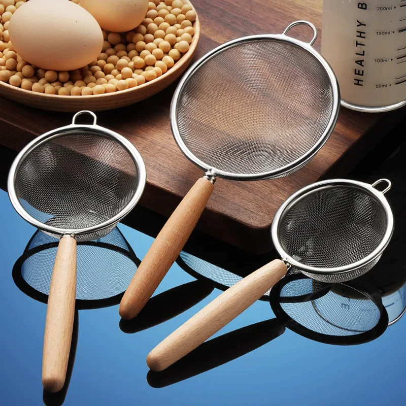 1Pcs Stainless Steel Small Leaky Spoon Soymilk Juice Tea Dregs Strainer Sieve Multi-function Baking Tools Flour Sifter