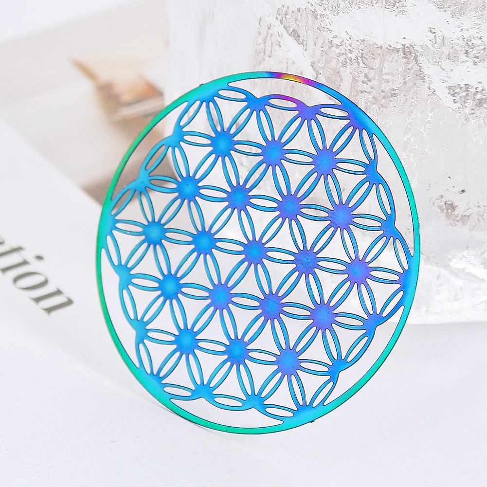 2Pcs Colorful Flower of Life Hanging Wind Chimes Parts Connector Sacred Geometry Mandala Charm Pendant DIY Craft Jewelry Making wind bell wind chimes wind chime charm decoration