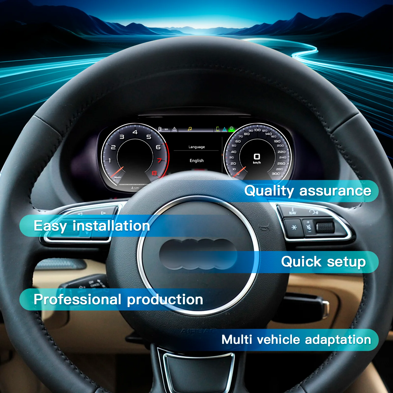 Panel de instrumentos Navicluster de 12.3'' pulgadas para Audi A6 A7 C7 años 2012-2018, panel digital compatible con Carplay, HDMI, pantalla LCD, velocímetro, cabina virtual. 5