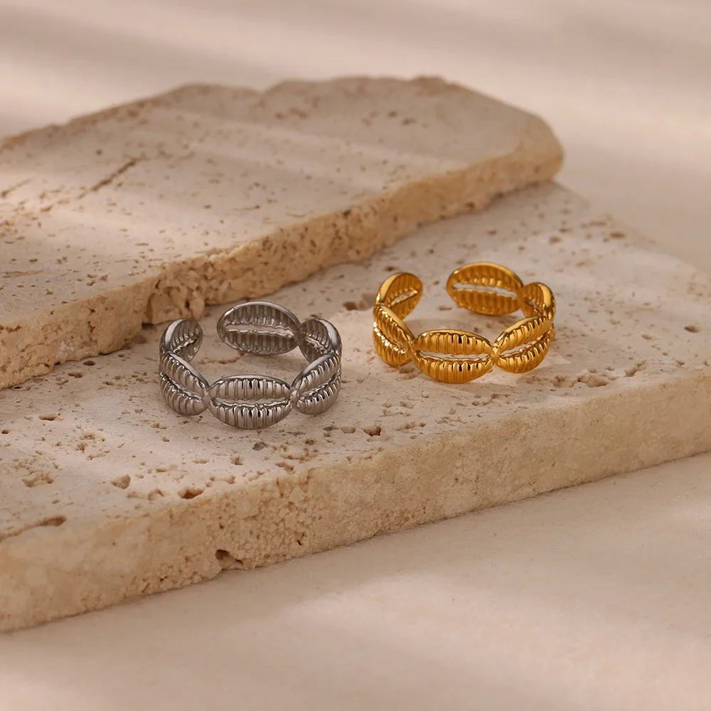Stainless Steel Lips Rings Gold Color Geometric