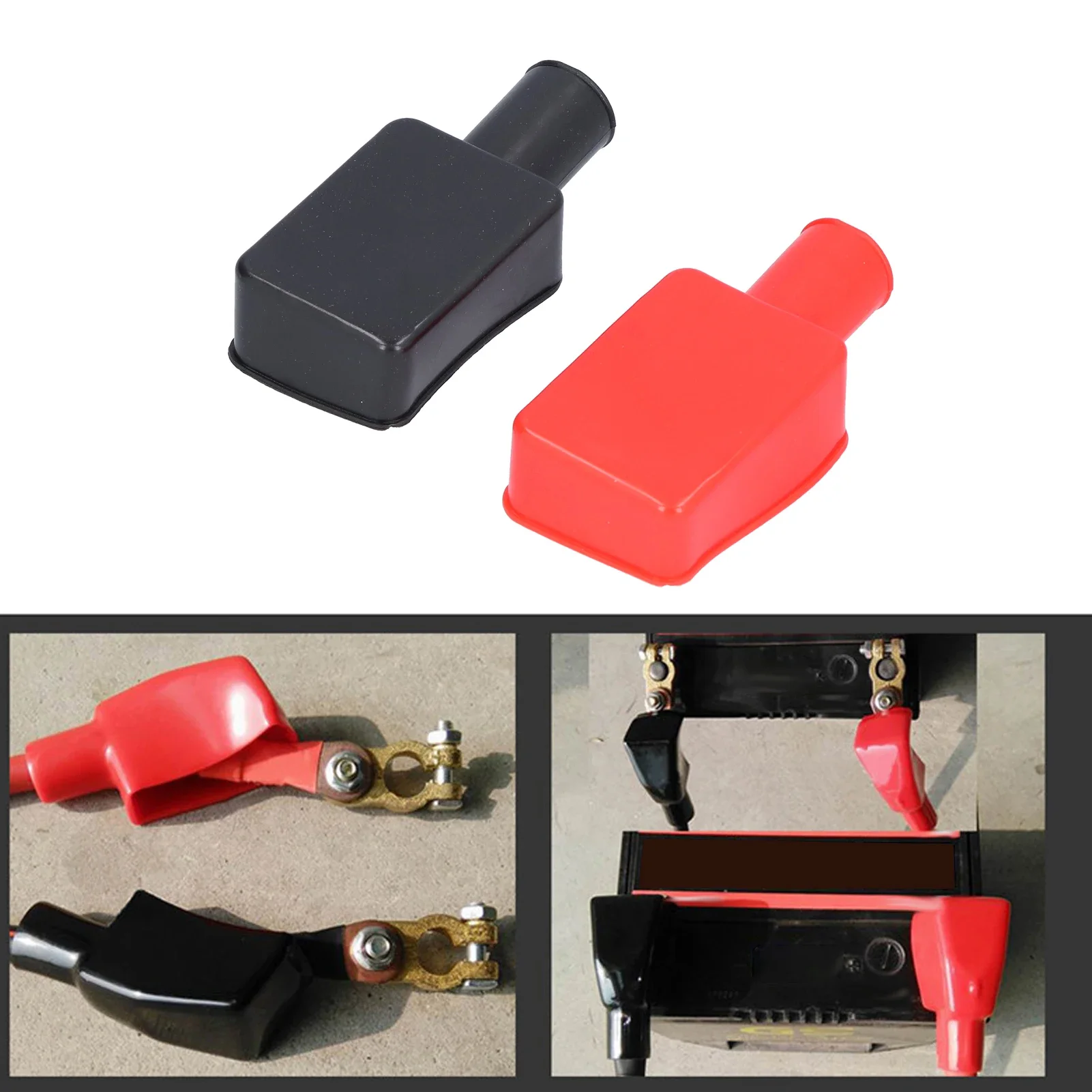 Battery Terminal Cover Couvercle de Protection positif et n&eacute;gatif pour p&ocirc;le de batterie voiture Flexible isolant 1 paire
