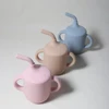 New solid 180ML Baby Silicone Sippy straw Cup BPA-Free Portable Feeding Cup  Leakproof training cup 4