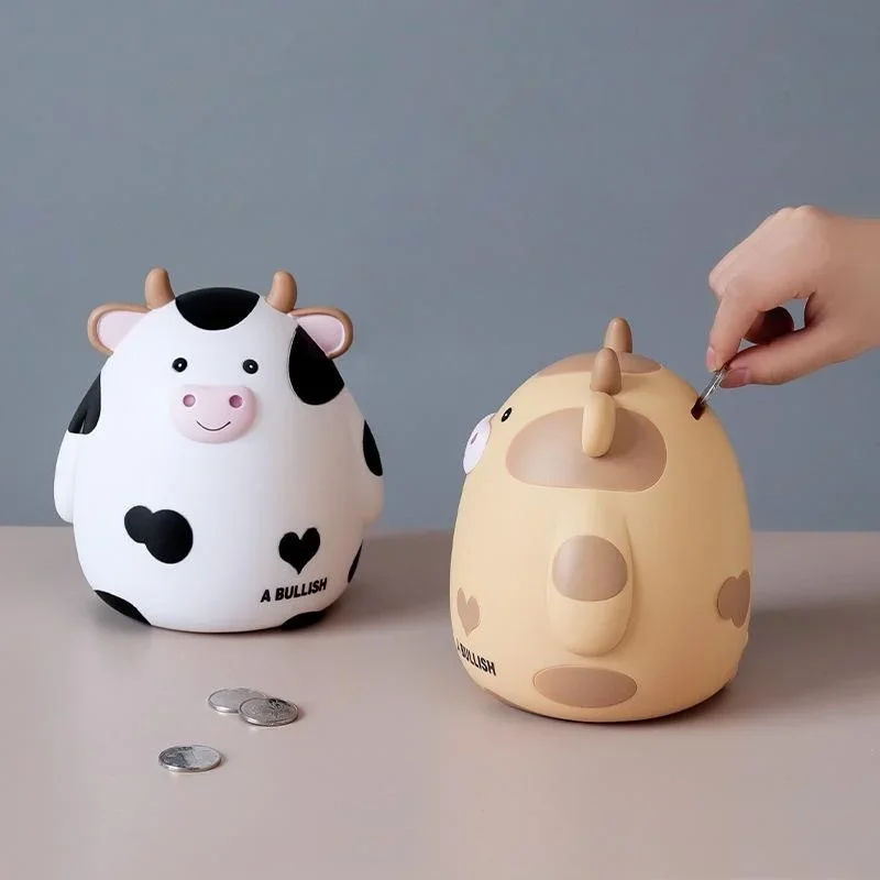 New Cute Cartoon Image of Calf Resin Ornaments Children's Pet Money Box Home Decoration Children's Gifts Coin Bank Accessories