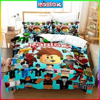 ROBLOX Game Surrounding Children's Anime Student Dormitory Bed Sheet Quilt Cover Three-piece Home Bed Three-piece Set Boys Girls 1
