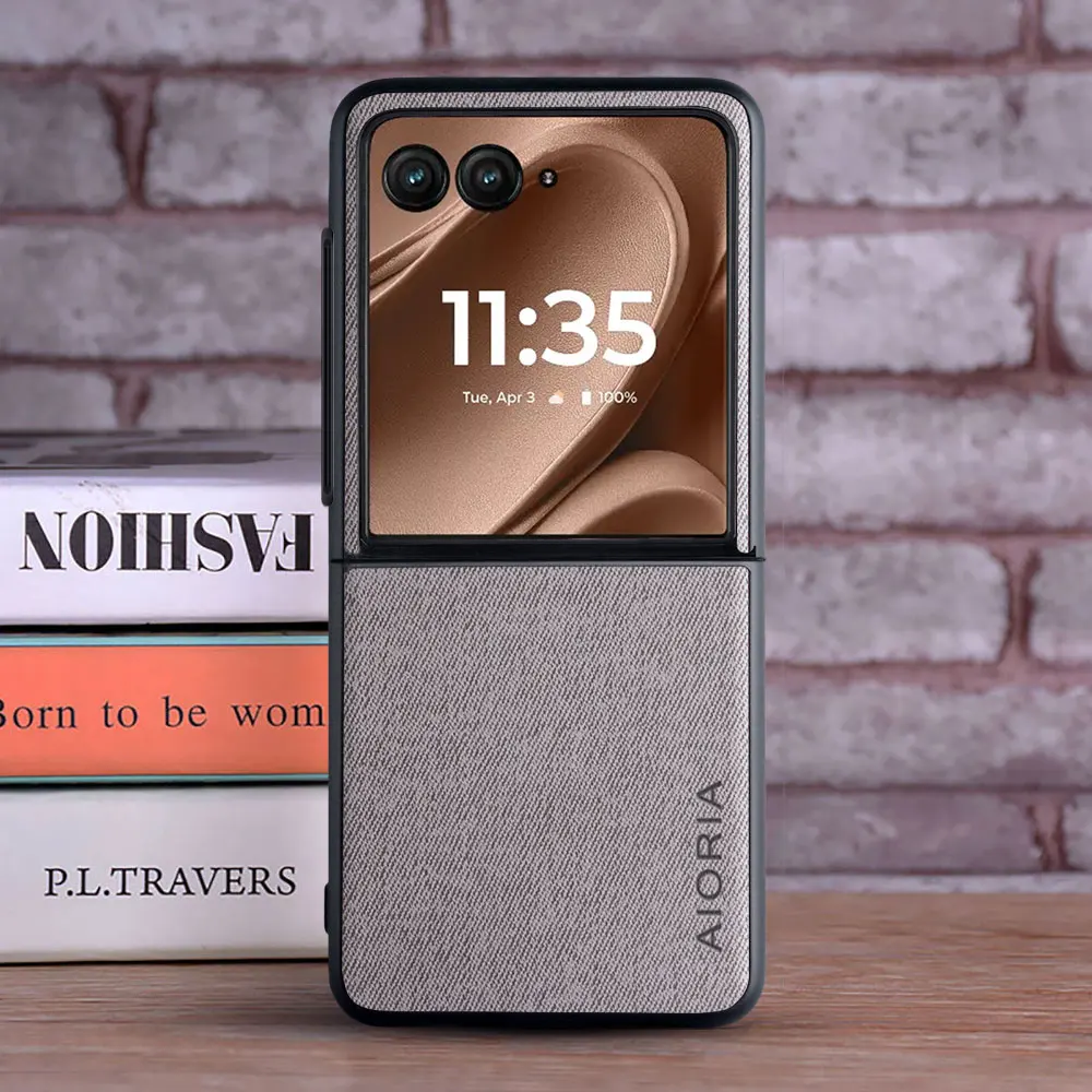 Stylish Textile Leather Case with Soft TPU and Hard PC Material - 3-in-1 Design