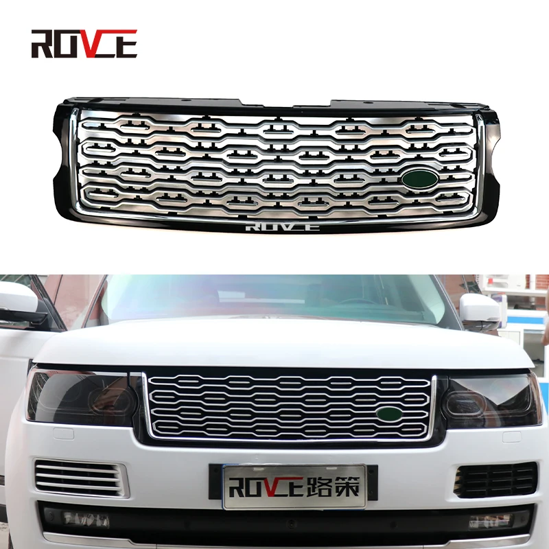 

ROVCE Car Front Bumper Grille Fog Light Cover Grill For RANGE ROVER VOGUE SVA 2013 2014 2015 2016 2017 Black Silver Style