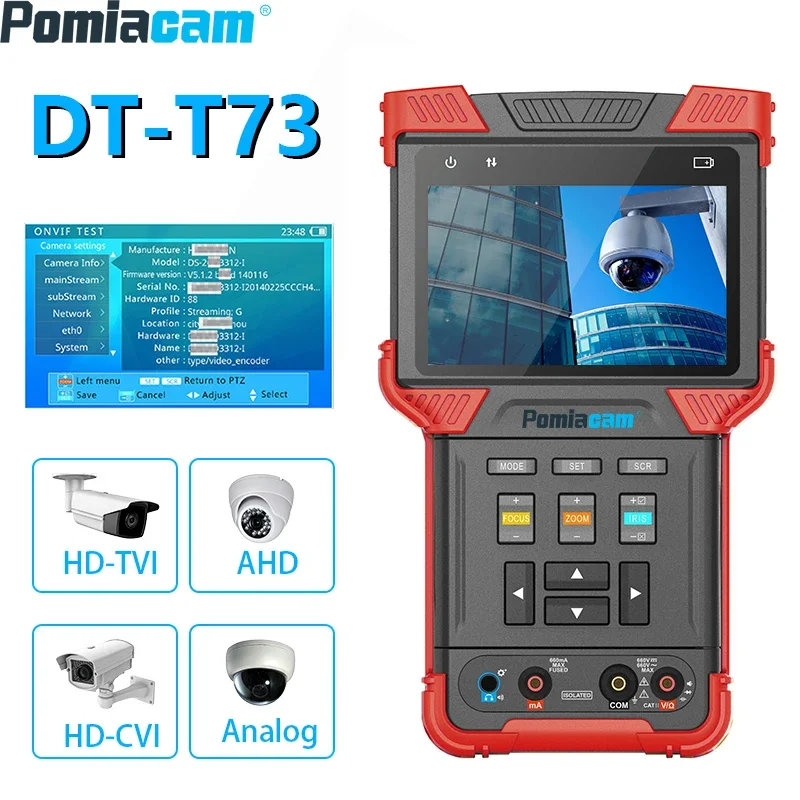 CCTV Tester 4 inchTFT Screen Support H.265/H.264 IP Camera Coaxial AHD CVI TVI Video CCTV Surveillance Camera Tester T73 fanvil a32 android 9 0 hd voice 20 sip lines 112 dss keys ipv6 opus support video codec h 264 10 1 inch 1280800 color touch screen built in wif