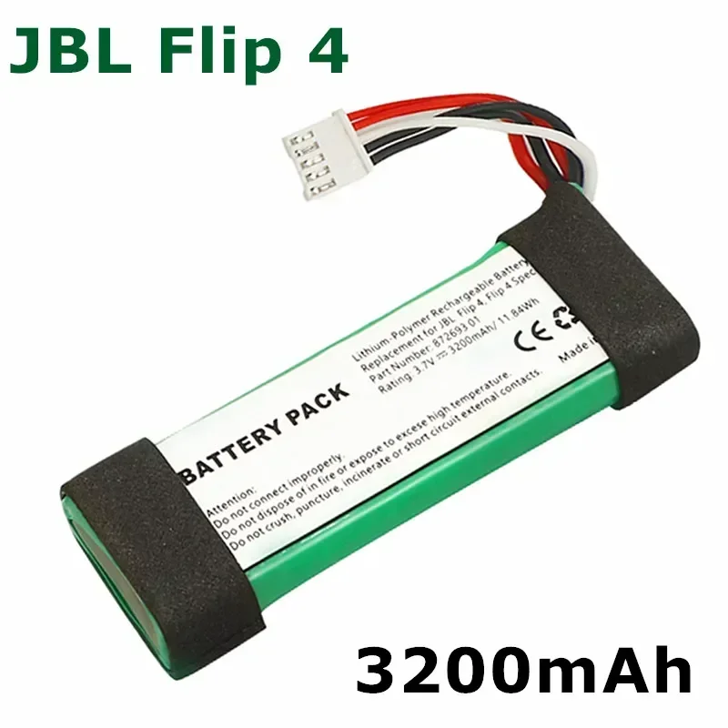 Rechargeable Battery JBL Flip 4 GSP872693 3.7V 3200mAh Battery Compatible with JBL Flip4 Special Edition Bluetooth Speaker Rechargeable Battery
