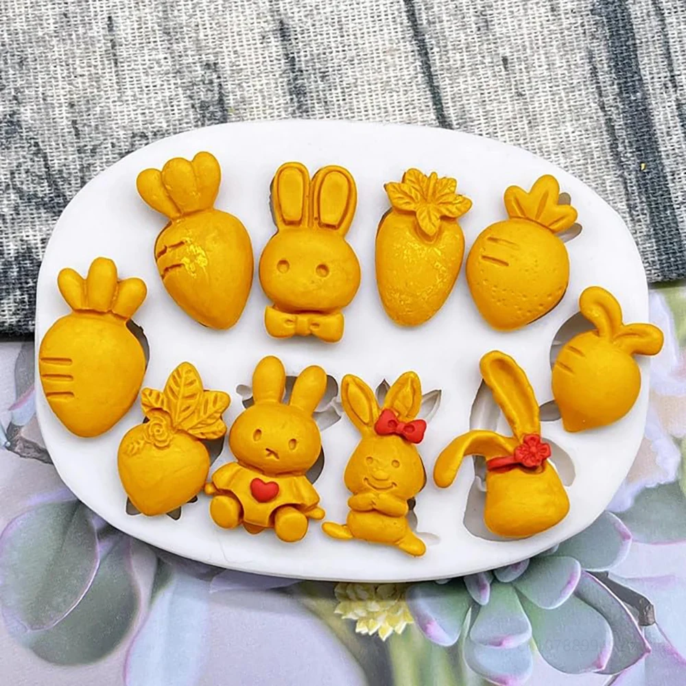 

Easter Bunny Rabbit Radish Silicone Sugarcraft Mold Resin Tools Cupcake Baking Mould Fondant Cake DIY Decorating Baking Tools