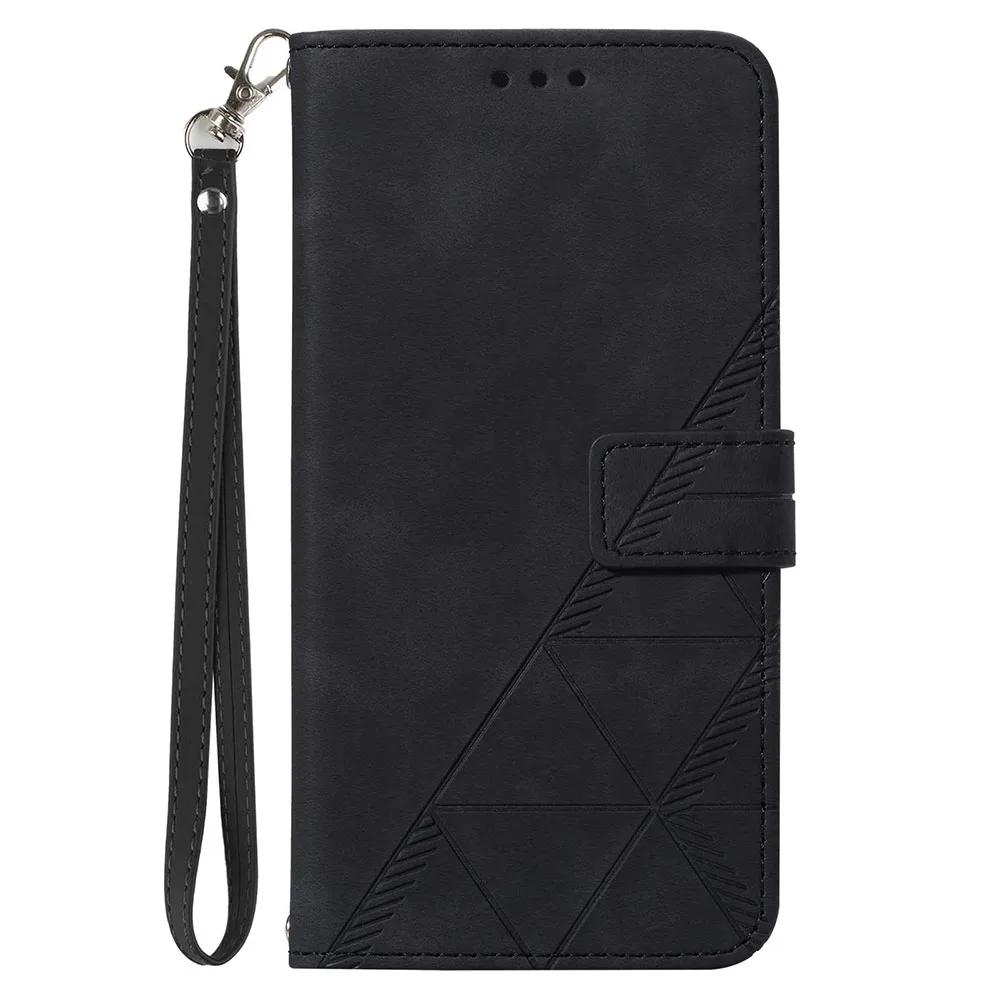 Geometric Leather Wallet Phone Case with Card Slots and Back Cover
