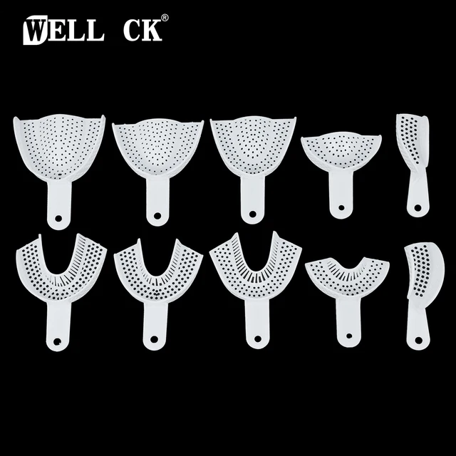 10Pcs/Set Dental Impression Buckets Tray Prosthesis Laboratory Brackets Edentulous Technical For Orthodontics Dentist Tools ﻿