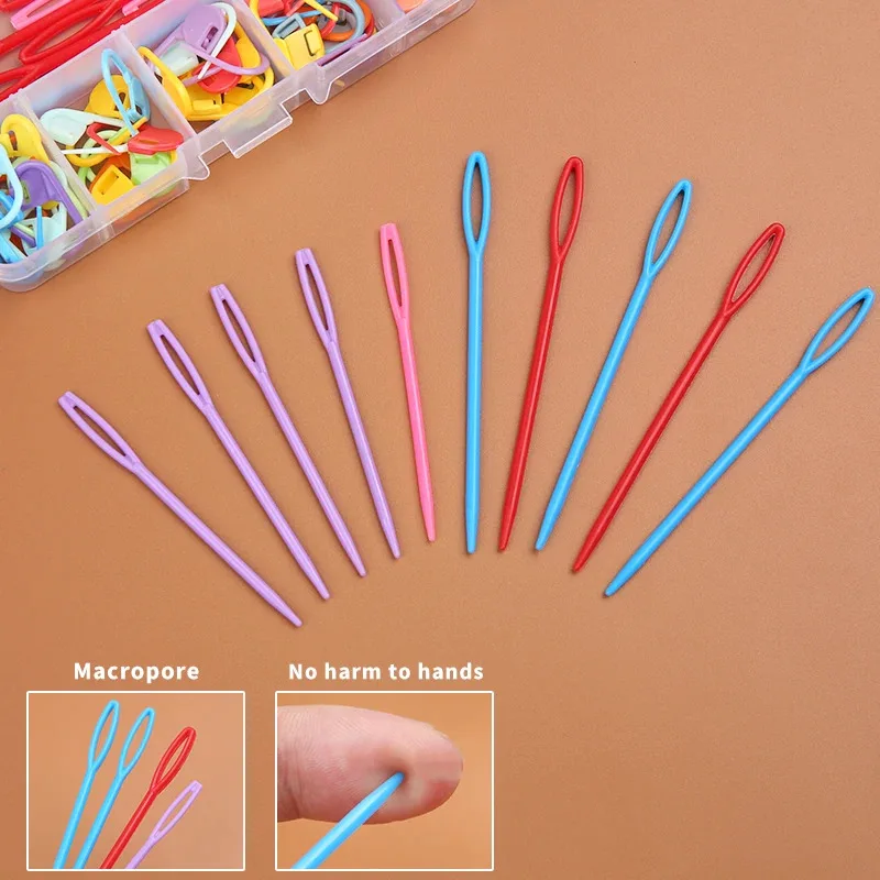 Plastic Resin Small Clips 61pcs Multicolor Plastic Resin Small Clips Knitting Crochet Markers Locking Stitch Needle Clip Marking Rings DIY Sewing Tool