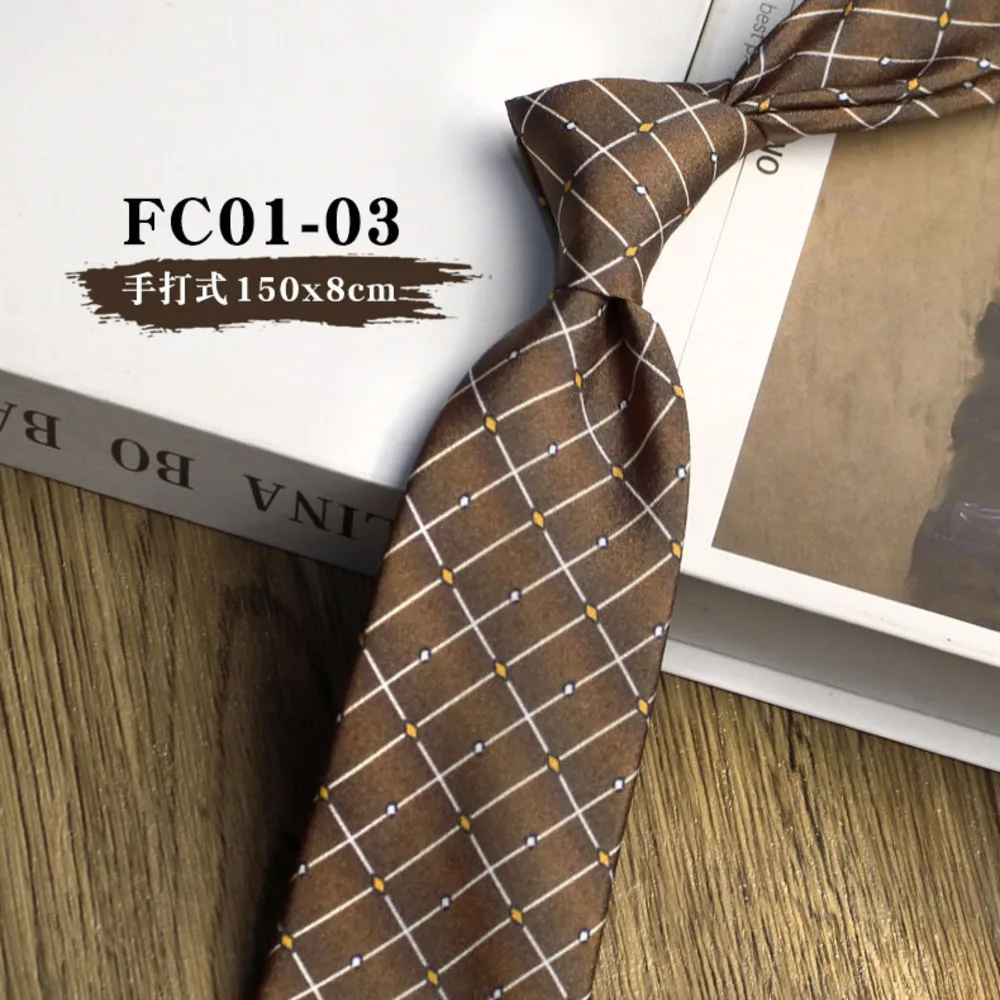 8cm Width Brown Colorful Printed Neckties Mens Silky Polyester Yellow Flower Neck Tie Business Casual Shirt Accessories Cravat