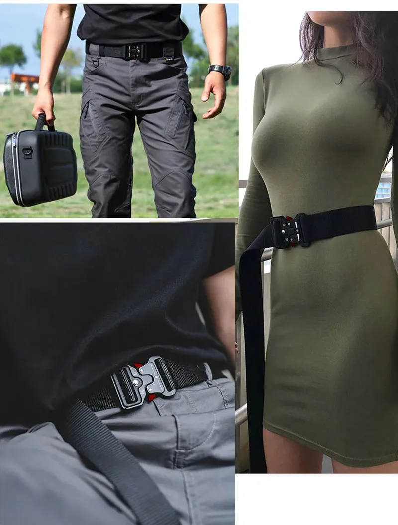 Men's Tactical Canvas Belt with Alloy Buckle