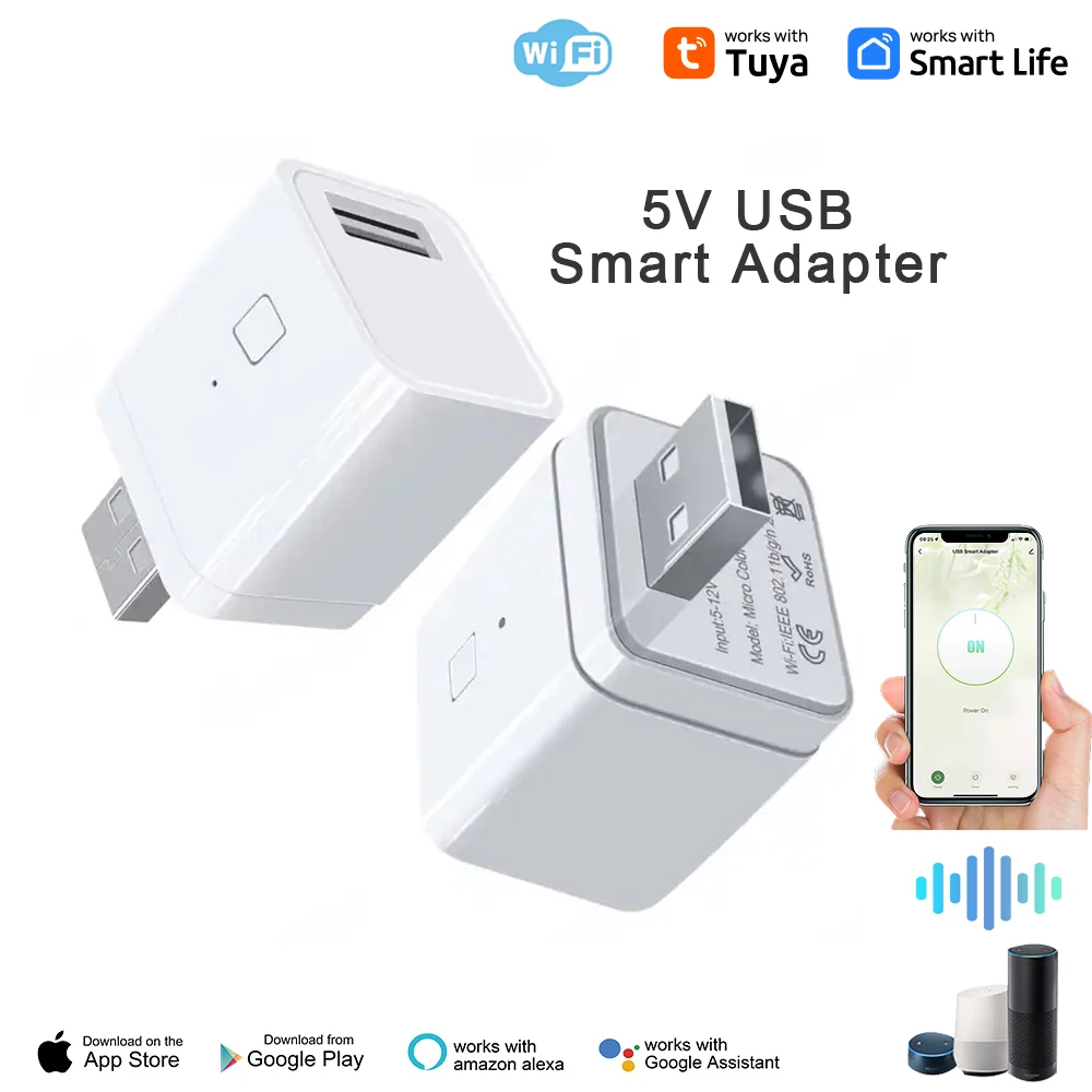 USB Power Adapter Tuya Smart Micro 5V WiFi Mini Works with Alexa Hey Go Ogle Alice for Smart Home
