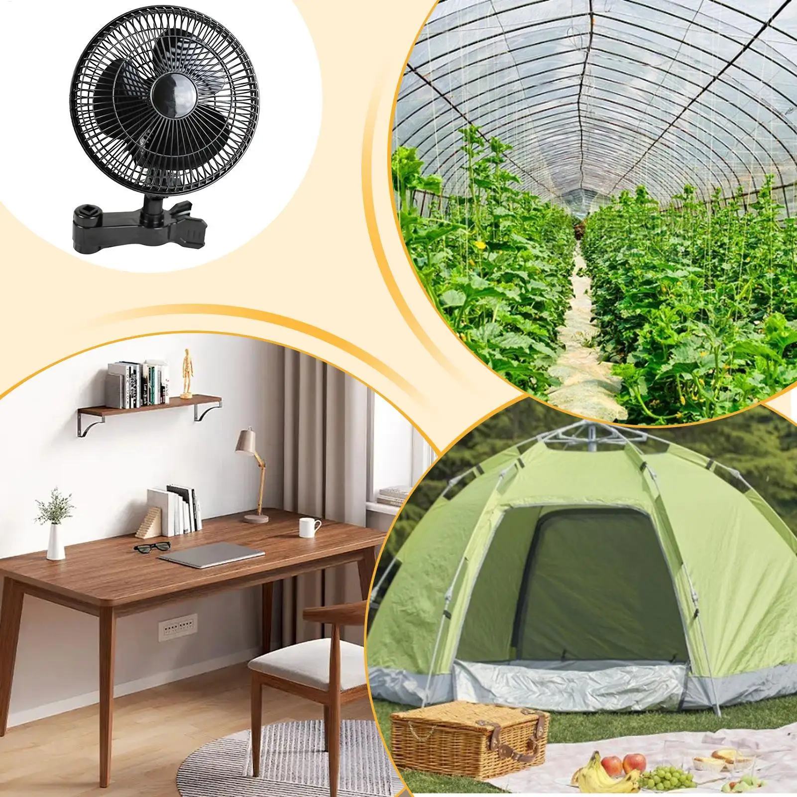 EU Plug Grow Tent Clip Fan with Oscillating Feature Quiet 2 Speed Powerful Air Circulator for Hydroponics Greenhouse Kitchen RV