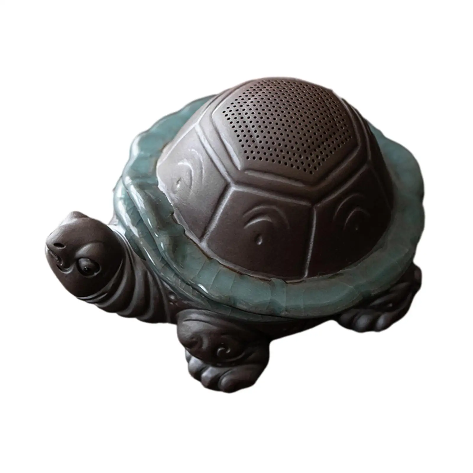 Tea Pet with Tea Strainer Tea Room Home Decoration Mini Ceramic Craft Collectible Dining Room Bookshelf Desk Turtle Statue