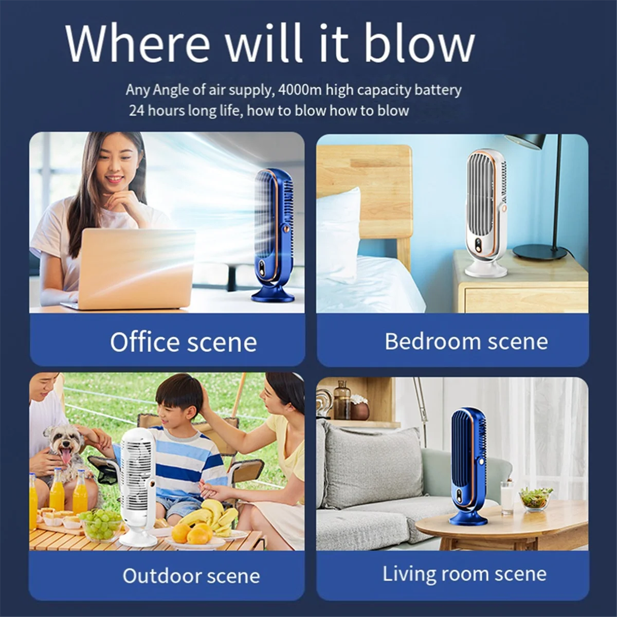 FZFZ 720&deg; Flippable Bladeless Tower Fan, Oscillating Silent Fan with 5 Modes, Energy Efficient for Bedroom Office Pink