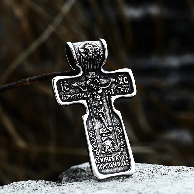 Beier-Pendentif croix en acier inoxydable pour homme, chrétien, Christ,  Jésus, Bible, Jésus, exorciste, collier, bijoux,