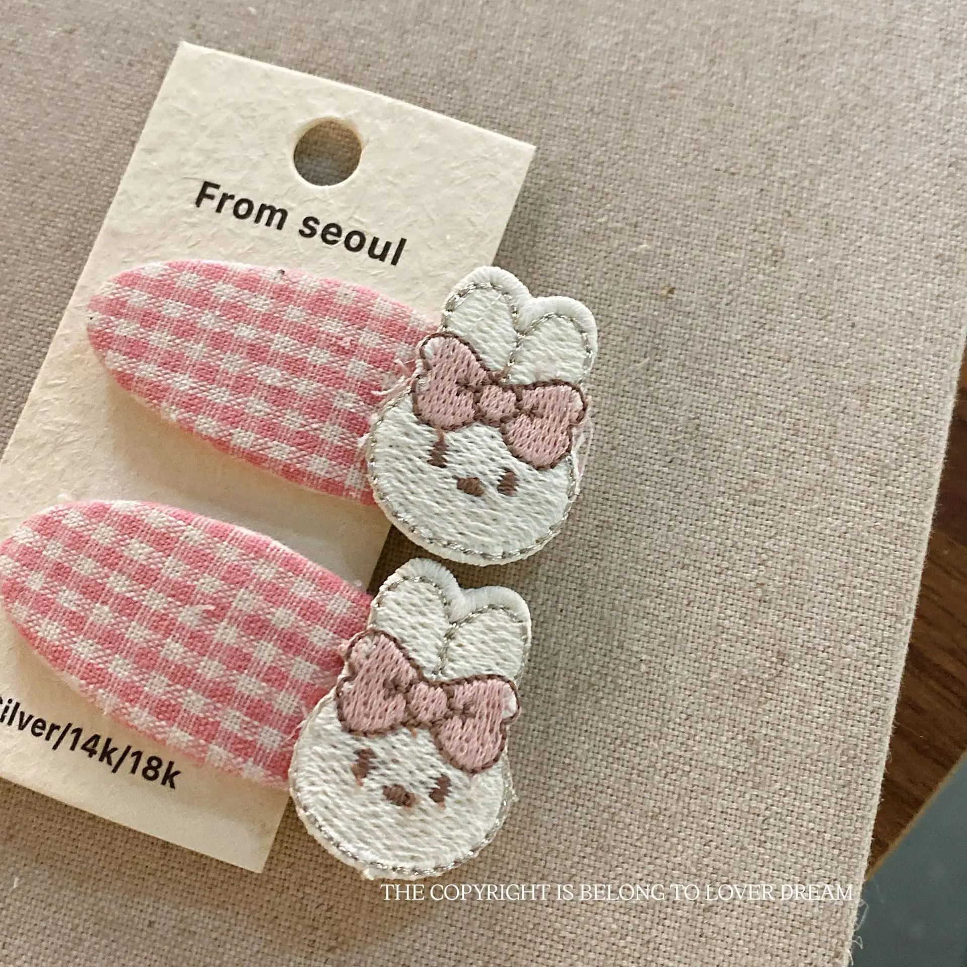 New Rabbit Cherry Plaid Hairpin Sweet Cute Children's Bangs Clip Headwear Girls Kids Women Hair Accessories