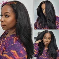 Perruque Lace Frontal Wig Remy naturelle Yaki, cheveux crépus lisses, 13x6, pre-plucked, densité 250 4