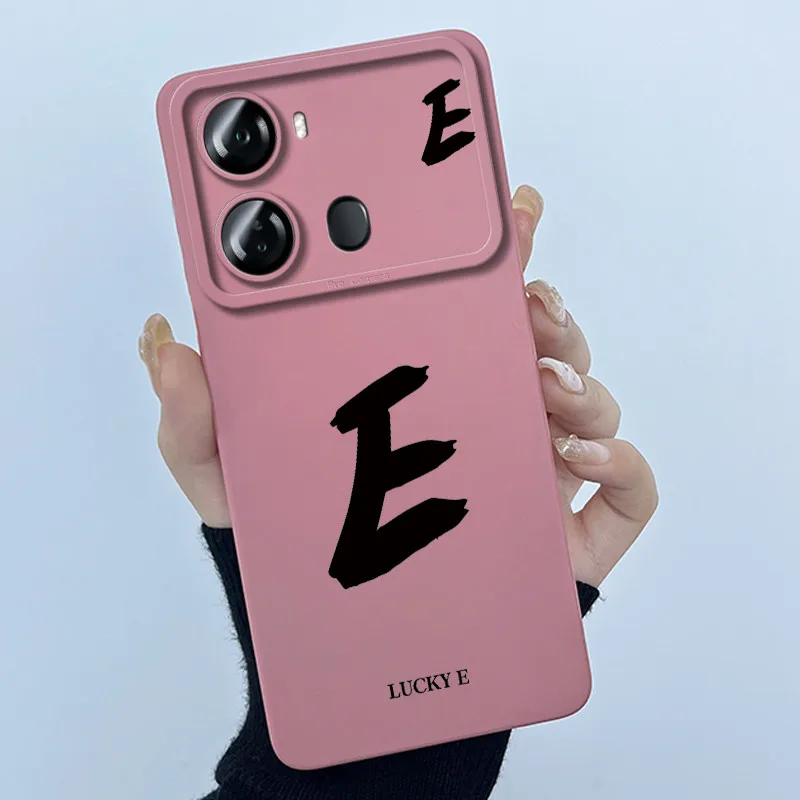 Lucky Initial Letter Soft Matte Silicone TPU Shockproof Phone Case