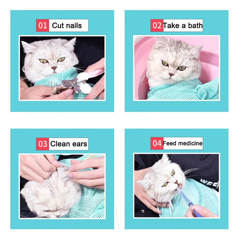 Title 4, Cat Grooming Shower Bag Mesh Polyester Wash Mes...