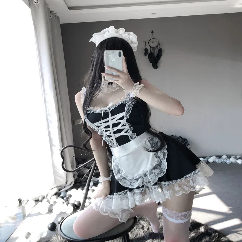 Hot Lolita Maid Uniform Babydoll Dress Lingerie Porn Erotic Role Play Women Sexy Lingerie Maid Cosplay Costumes Maids Underwear women lingerie women lingerie set women cosplay costume