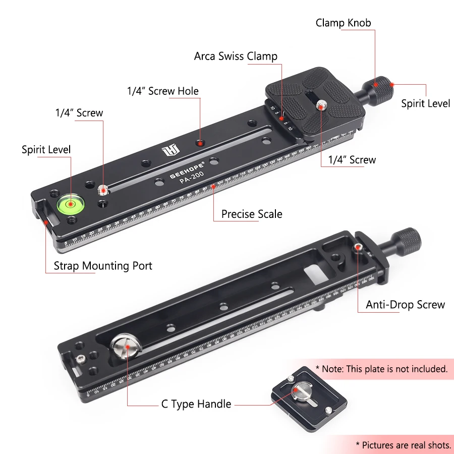 200mm PA-200 Long Quick Release Plate Arca Swiss Universal Standard Rail Nodal