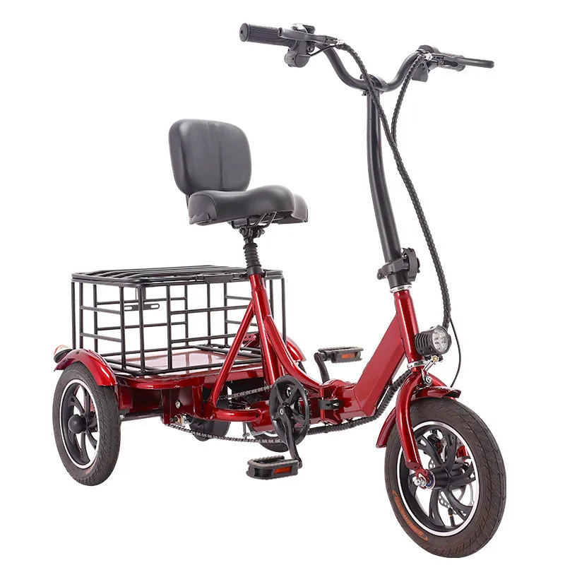 Foldable 3-Wheeled Electric Tricycle For Old People 12Inches Electric Bike Man 48V 350W 12AH Lithium Battery 1 12pcs 3 2v lifepo4 a123 12ah prismatic pouch cell 20c discharge rate lithium ion battery a123 12000mah lifepo4 battery cells