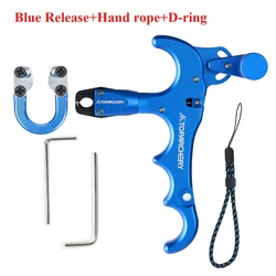 Premium Adjustable 360° Four - Finger Bow Release Aid (Blue set D)