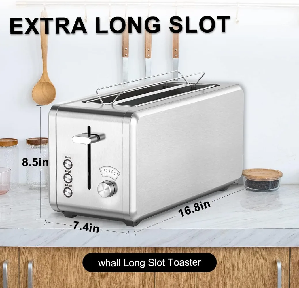Title 2, WHALL Toaster Stainless Steel, 6 Bread Shade Se...