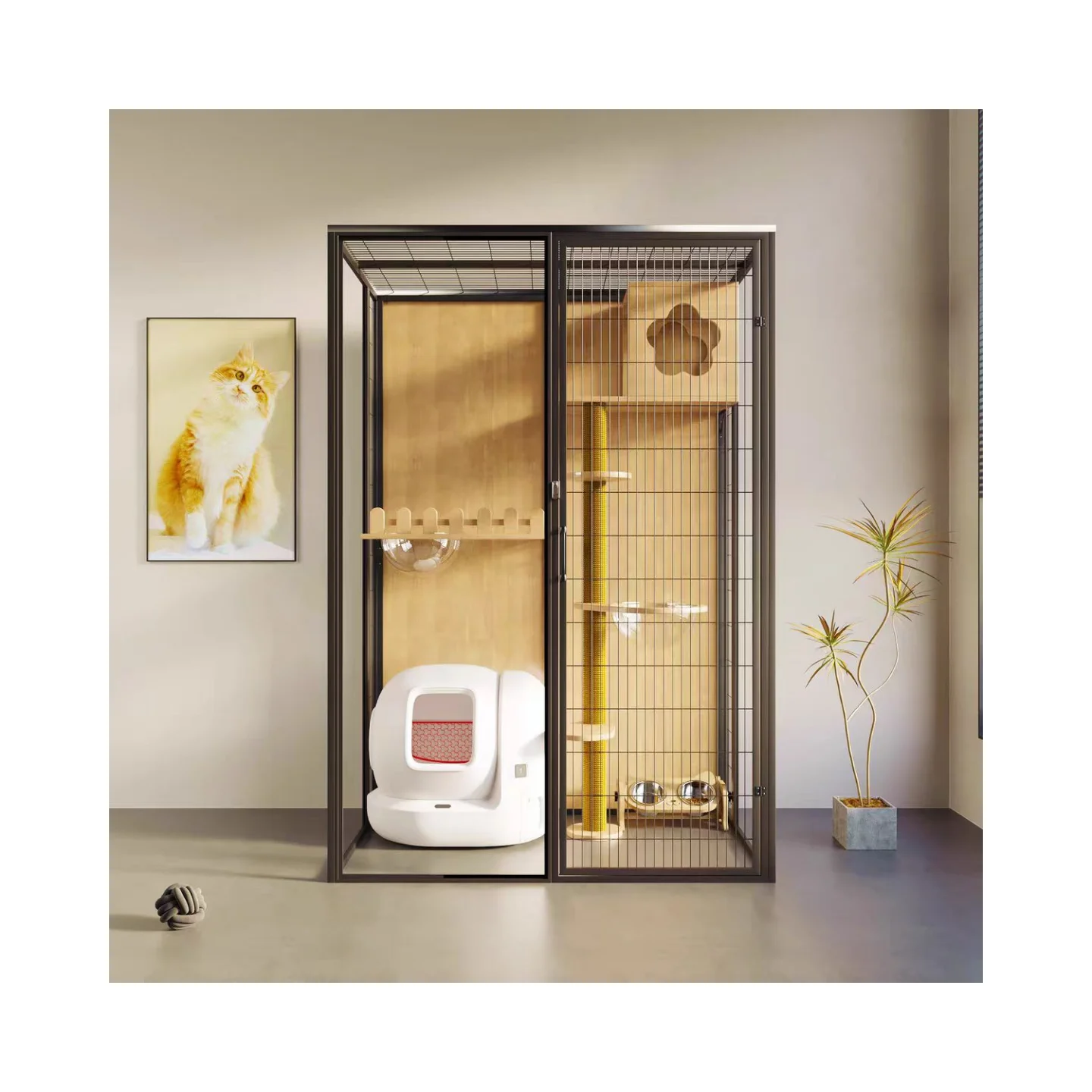 Aluminum Alloy Frame Indoor Cattery 120*60*180cm Luxury Cat House
