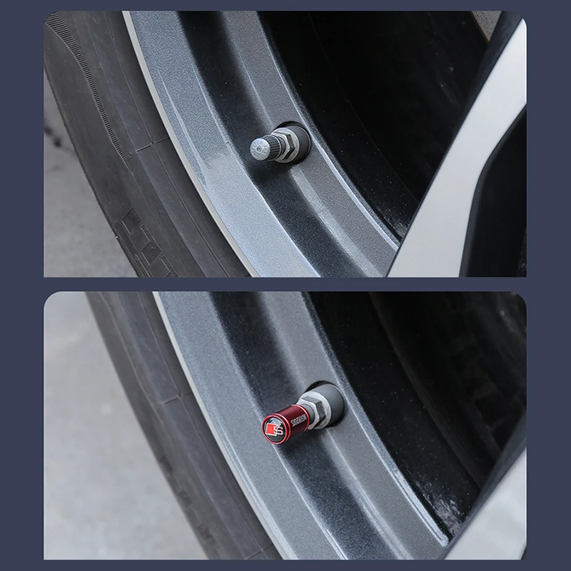 Metal Car Wheel Tire Air Valve Caps Stem Covers 4Pcs For Audi A3-A8 Q3-Q7 A8L S6-S7 Q2L Q5L RS3-RS8