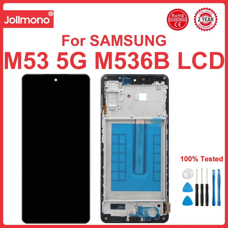 

Super AMOLED Screen for Samsung Galaxy M53 Lcd Display Digital Touch Screen with Frame Assembly for Samsung M53 M536B M536B/DS