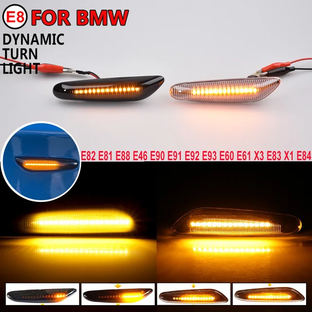 Dynamic LED Turn Signal Light Side Marker For BMW E60 E61 E90 E91 E87 E81  E83 E84 E88 E92 E93 E82 E46 1 3 5 series x1 x3 2004